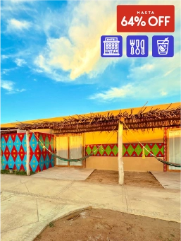 Disfruta de La Guajira
!Lo Quiero!
Bajamos los precios
Fecha de promo del 9 al 14 de septiembre de 2025
Fecha de viaje: 10 al 30 de noviembre 2025 y enero 20 a 31 mayo 2026
Hotel Wayira - Bungalow