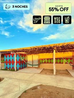 Hotel Wayira Beach – Bungalow Wayúu- La Guajira - Cyber Halloween- (3 Noches)
!Lo Quiero!
Reserva del 30 al 31 de octubre de 2025. Viaja entre el 29 de octubre de 2025 al 30 de junio de 2026.
Hotel Wayira Beach – Bungalow Wayúu (La Guajira)