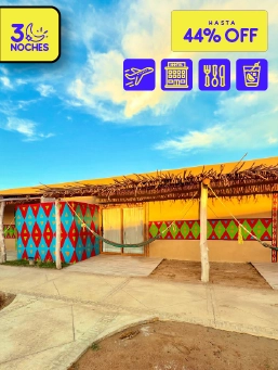 Hotel Wayira Beach – Bungalow Wayúu- La Guajira - Mega Ofertón- (3 Noches)
!Lo Quiero!
Reserva entre el 24 al 28 de octubre de 2025. Viaja entre el 24 de octubre de 2025 al 30 de junio de 2026 .
Hotel Wayira Beach – Bungalow Wayúu (La Guajira)