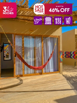 Hotel Wayira Beach – Bungalow Wayúu - La Guajira (3 Noches)
!Lo Quiero!
Reserva entre el 15 al 23 de octubre de 2025. Viaja entre el 15 octubre de 2025 a junio de 2026.
Hotel Wayira Beach – Bungalow Wayúu (La Guajira)
